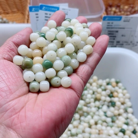 白玉菩提吊坠9-8烟雨江南桶珠120颗