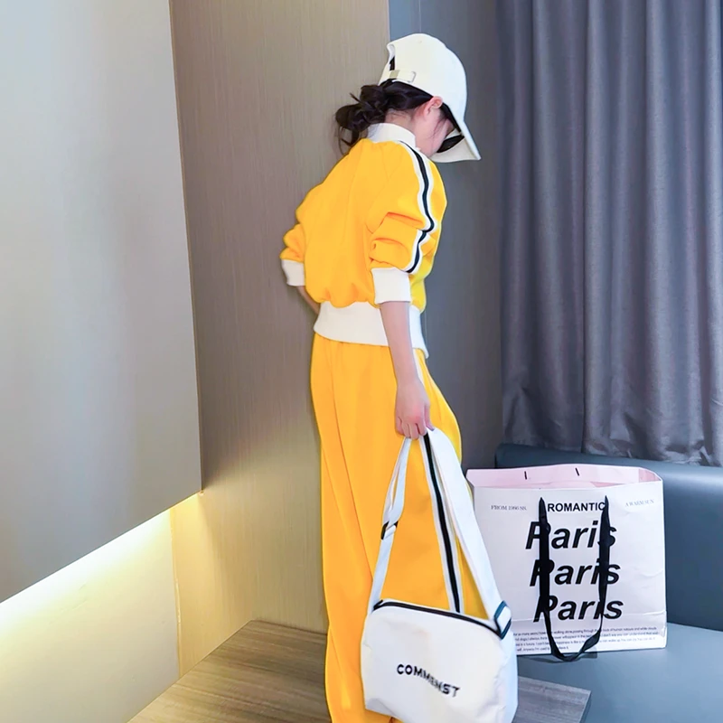 女童春秋运动套装2025新款儿童洋气立领开衫女孩休闲直筒裤两件套