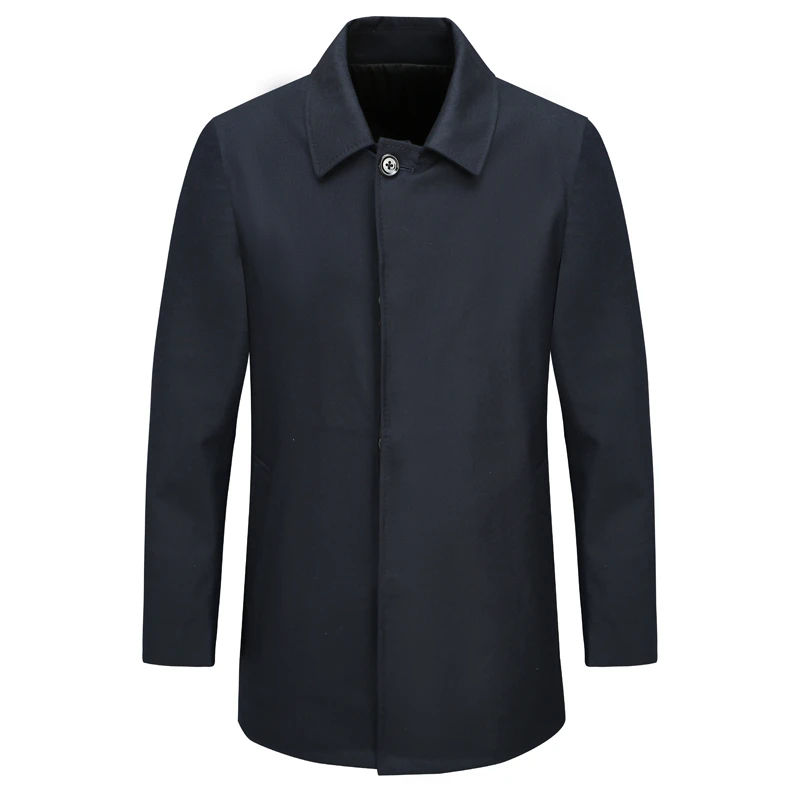 SL115仕东秋冬男式大衣 直排扣休闲保暖防风外套 深蓝色