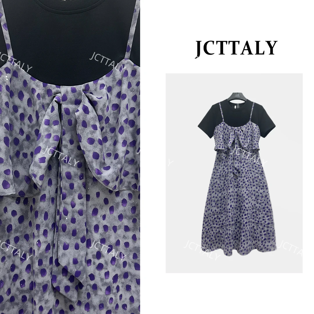 【linda】【27】夏季印花显瘦法式复古气质假两件连衣裙NH-A408