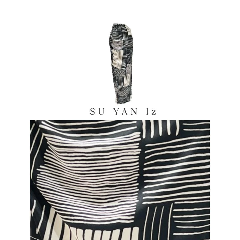 SU YAN 原创时装周随时随地fitcheck黑白格子条纹半身裙 BSQ009