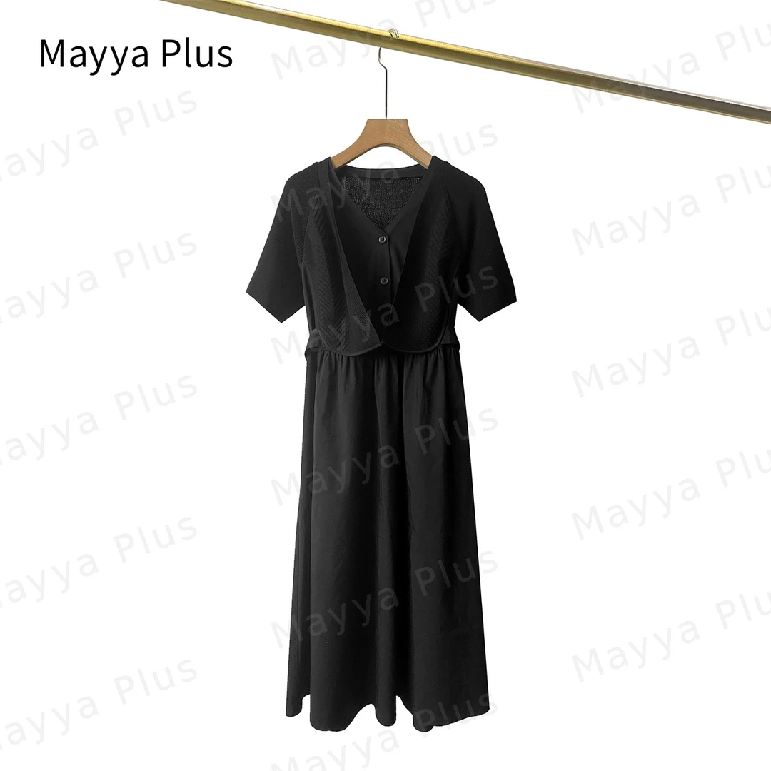 Mayya Plus原创设计麦芽定制气质显瘦遮肉百搭休闲连衣裙32316621