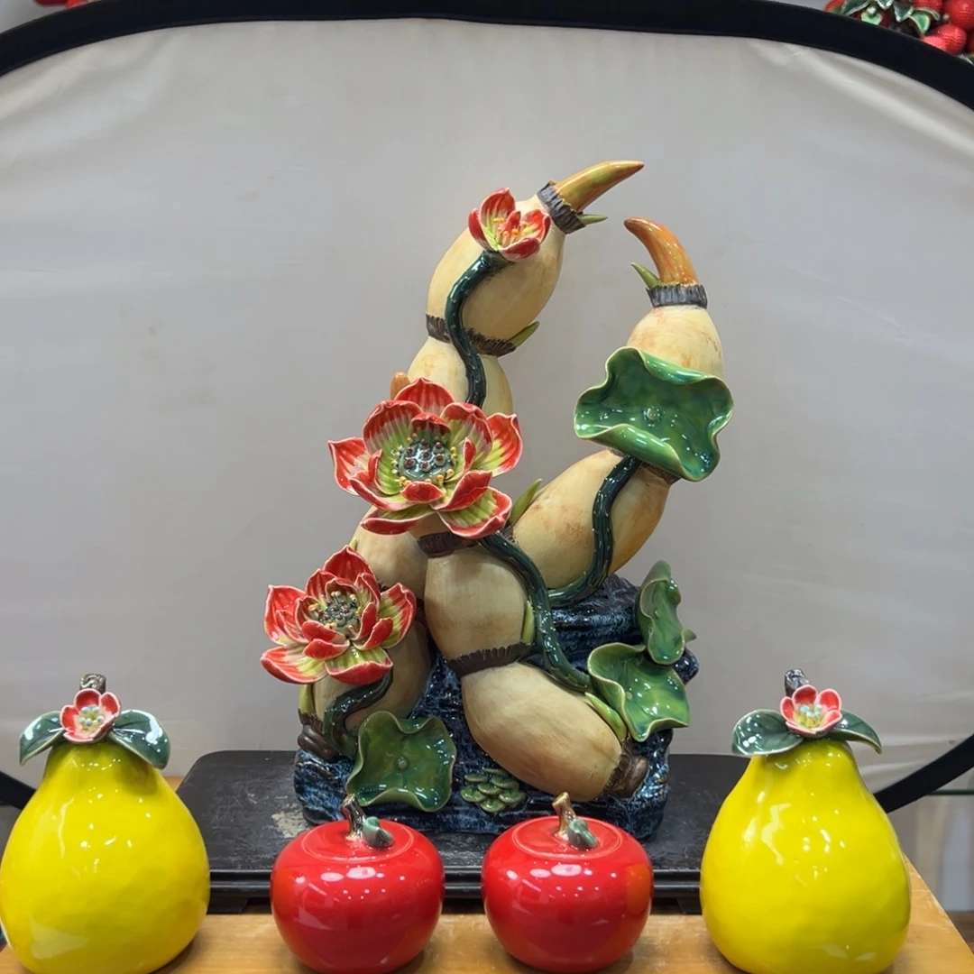 陶瓷莲生福地送柚子苹果