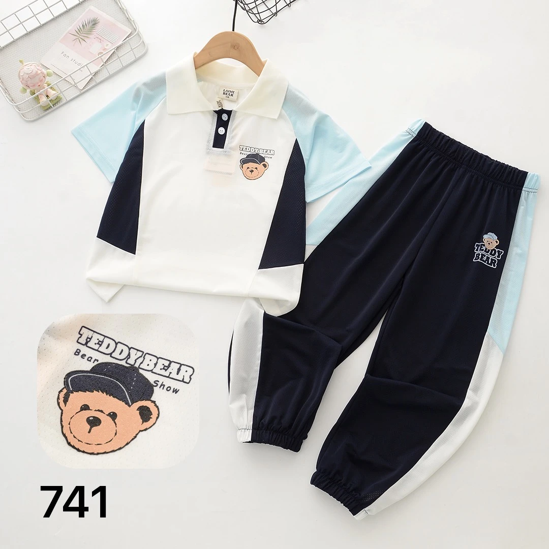 2025帅气短袖夏季女男童T恤男童女童洋气夏装上衣薄款刺绣套装