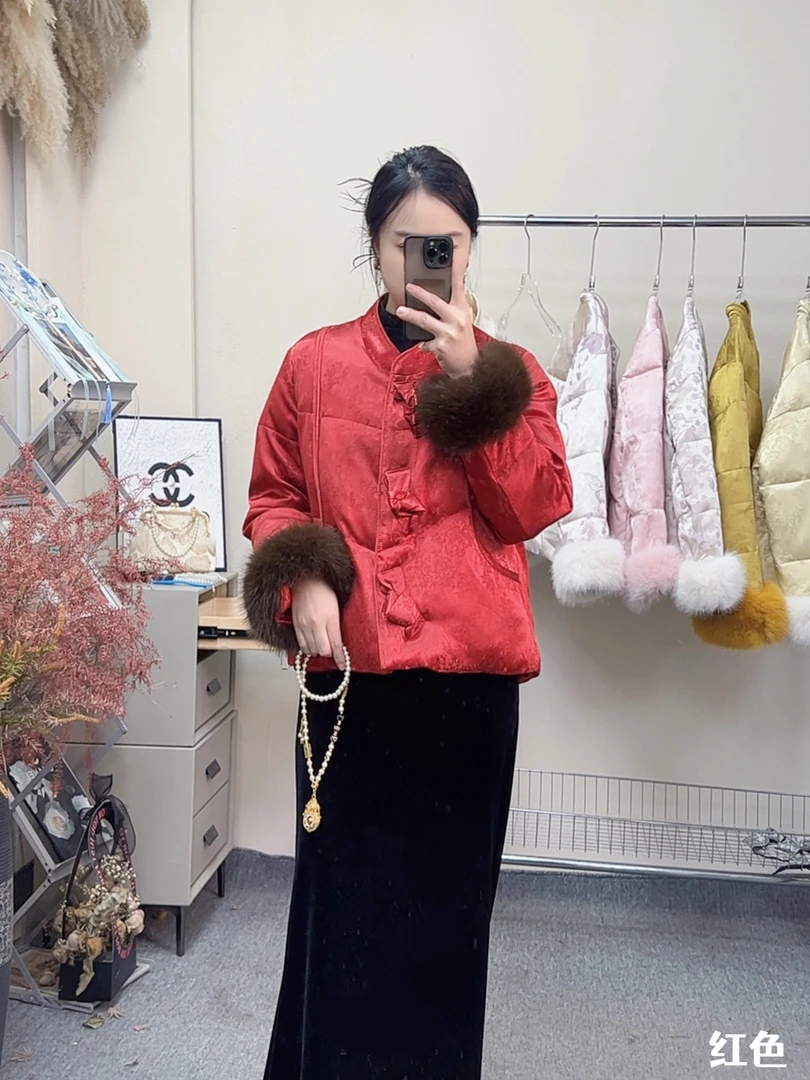 【有运补】款刺绣冬季网红圆领唐装新中式缎面提花外套