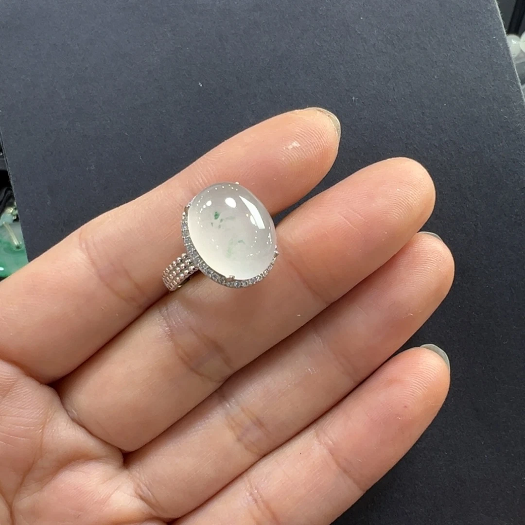 石英质玉银S925镶嵌戒指