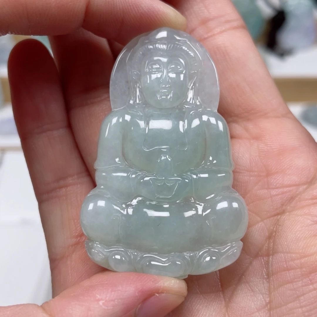 翡翠颈饰未镶嵌天然翡翠A货观音125号