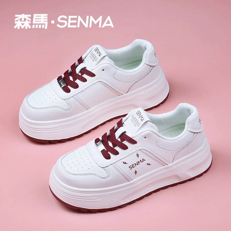 SENMA/森马2536厚底女鞋增高真皮小白鞋女休闲运动鞋////货补50