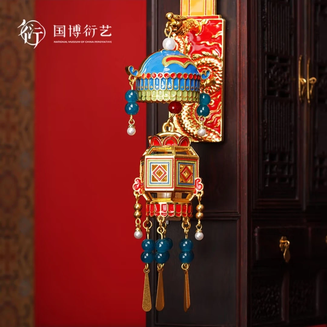 国家文创博物馆宪宗元宵行乐图宫灯故宫冰箱贴3D立体金属簪花中国