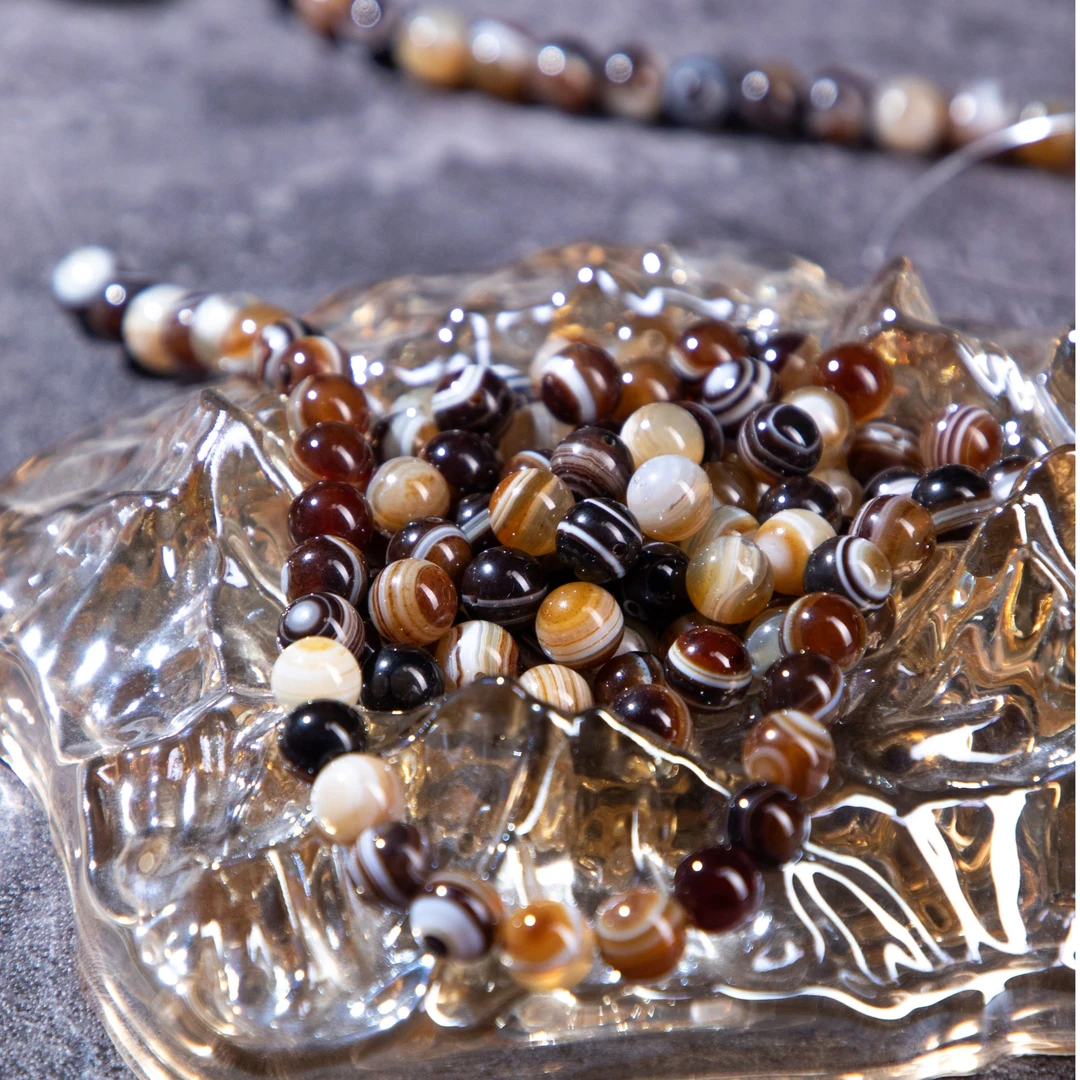 10mm左右天然多彩缠丝玛瑙单颗文玩搭配配饰 多样性发其一