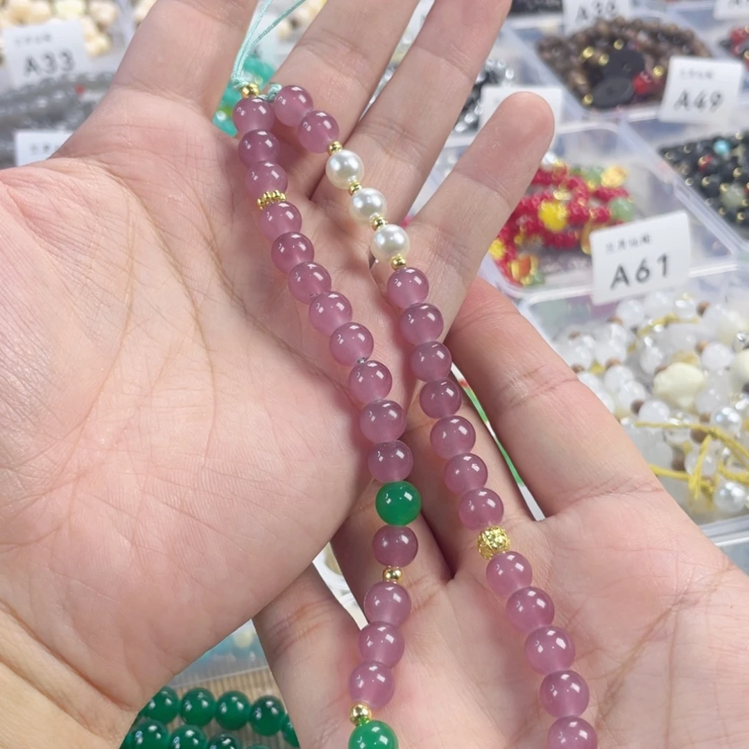 檀香紫檀（小叶紫檀）手串银S925镀金镶嵌