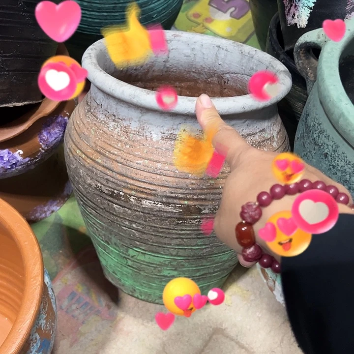 粗陶盆有孔高24口19
