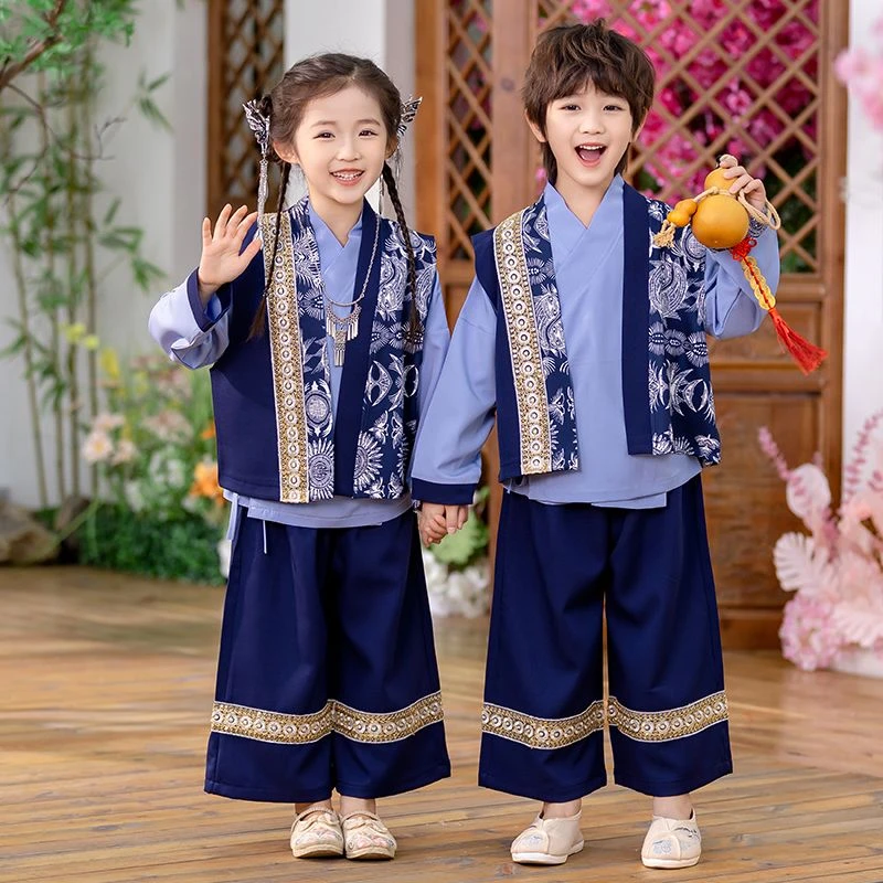 儿童少数民族壮族服装三月三哈尼族苗族男女汉服唐装幼儿园演出服