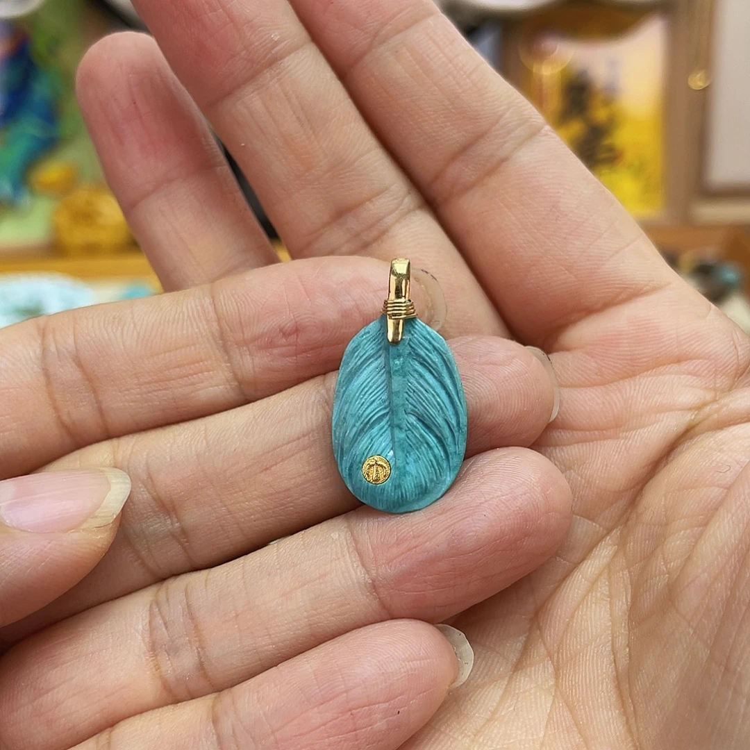 绿松石18K金镶嵌吊坠(不含链)