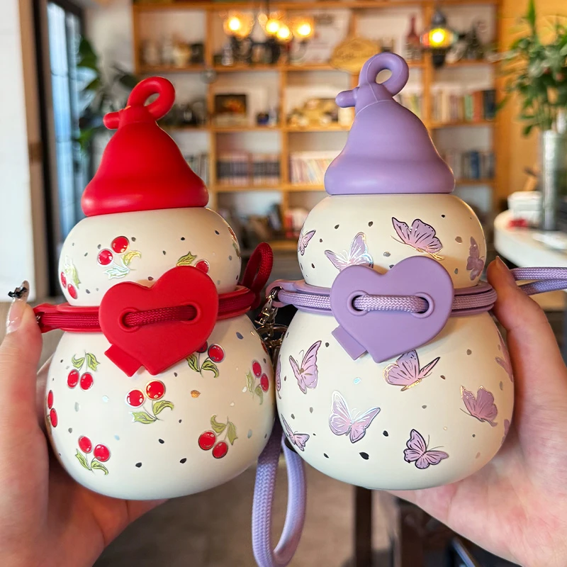 葫芦保温杯女生高颜值2025新款吸管学生外出便携水杯子316不锈钢