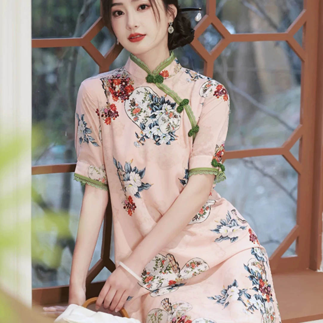 【2353 晚香玉 粉色】显瘦气质修身优雅复古中国风旗袍