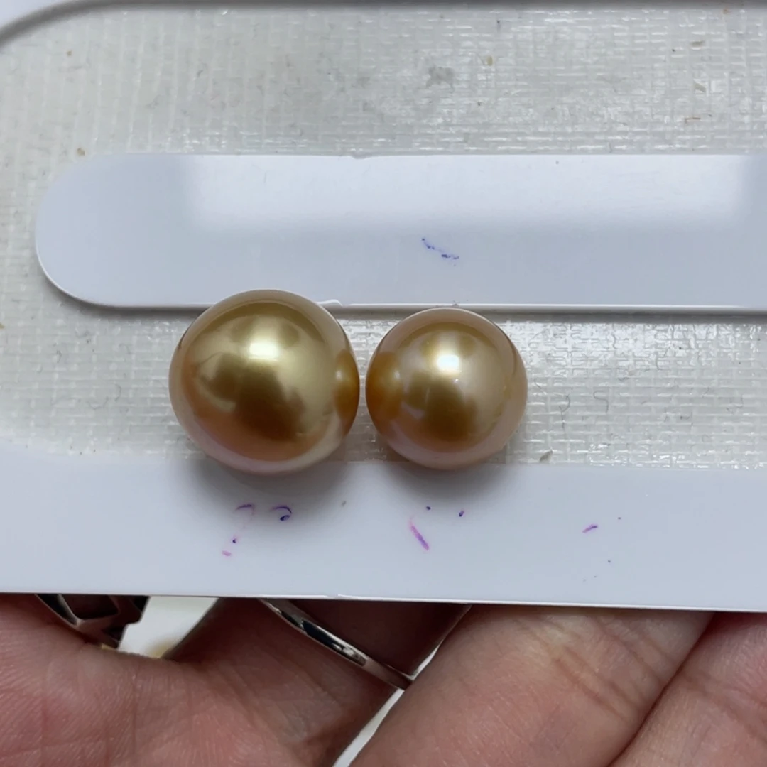 M***o定制海水珍珠未镶嵌裸珠海水金珠11-12mm13-14mm