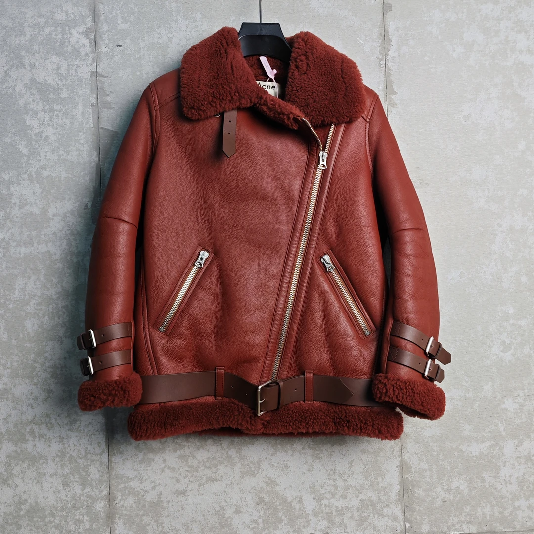 未使用 Acne studio 34/acne美拉德色美丽奴皮毛一体/14455/JP