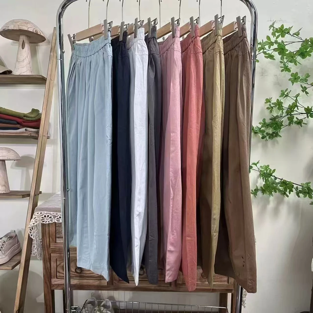 2025夏季新款欧韩时尚松紧腰休闲宽松八分老爹裤28217