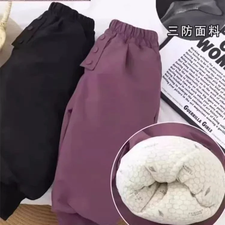 一条过冬抗寒防水保暖加厚棉裤男女宝宝冬装外穿三层夹棉长裤子潮