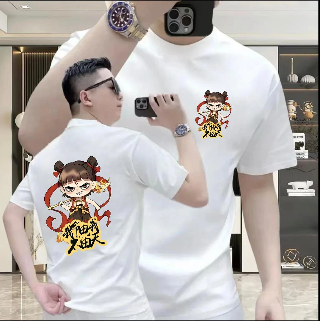 叱咤风云 高品质新款夏季T恤百搭极简印花流行圆领时尚宽松短袖