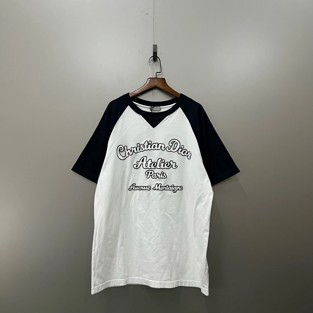 95新 DIOR/迪奥 迪奥 拼色草写logo短袖 S码
