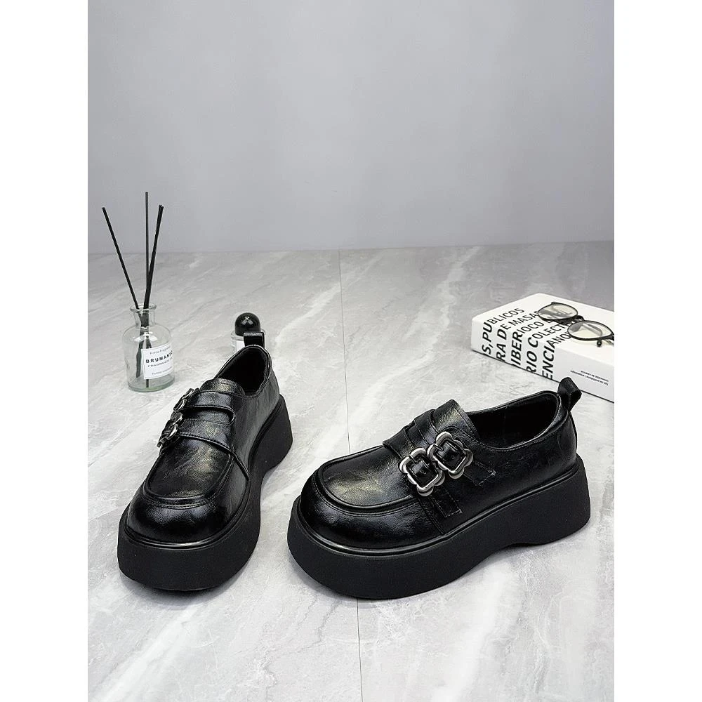 【JTG&SHOES 官方】质感黑色英伦风小皮鞋女2025秋季新款松糕单鞋