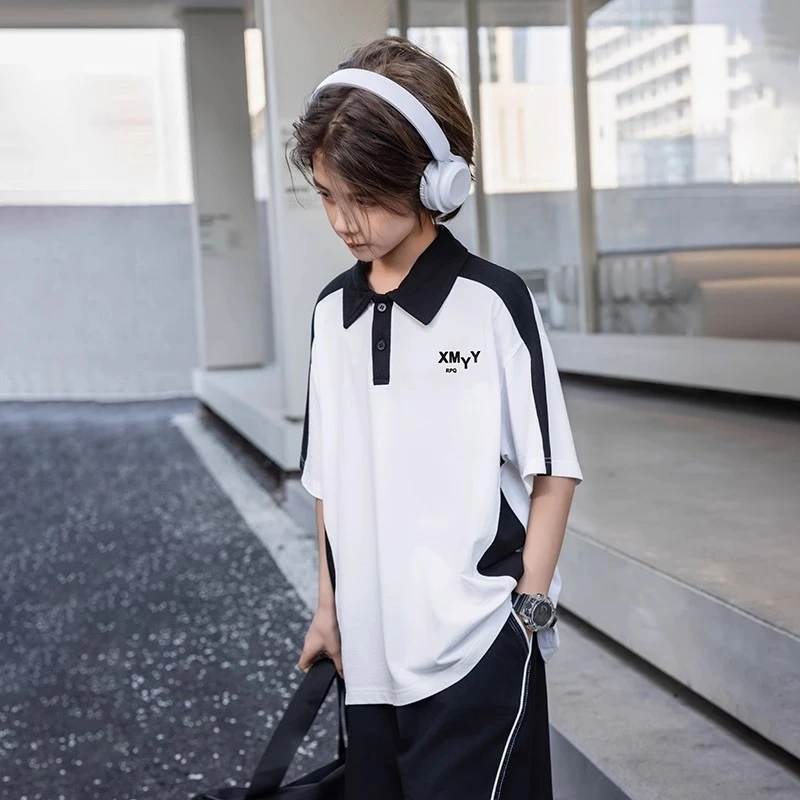 MK&UR.BV男孩夏季polo衫短袖t恤男童套装2025新款凉感透气舒适