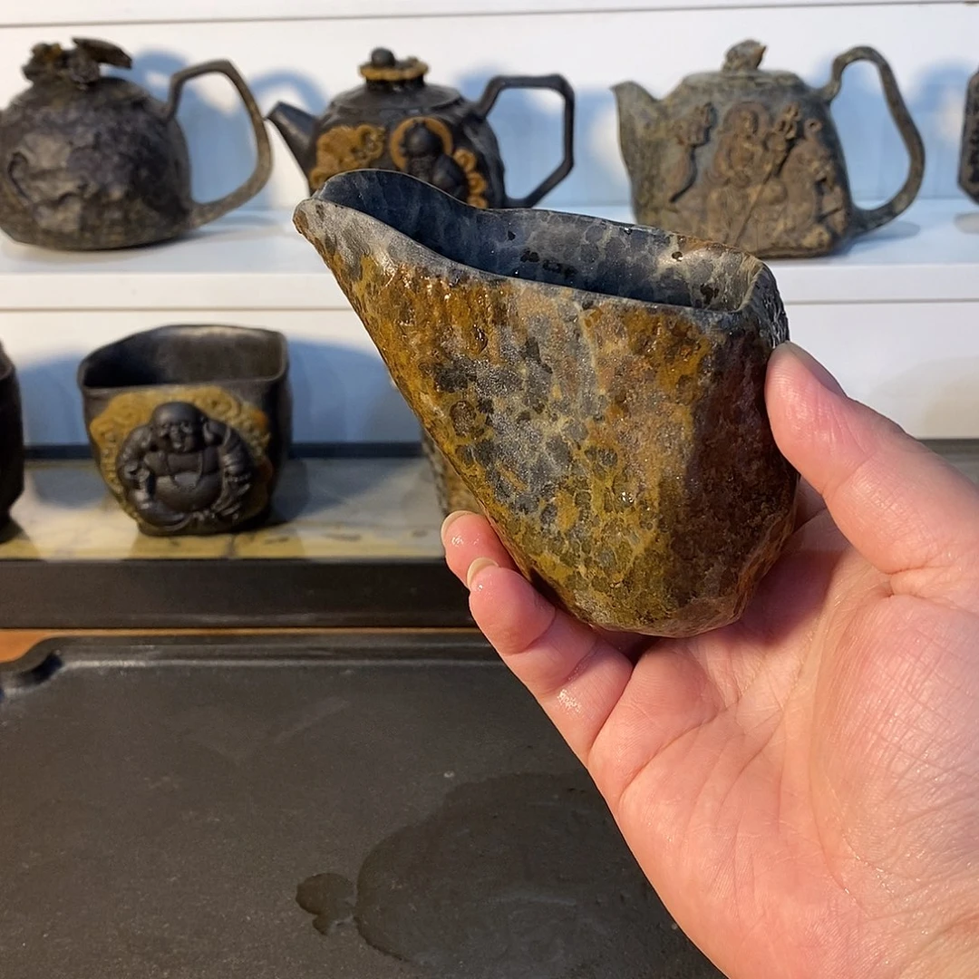 艺***林冰碛岩豹纹随形公道杯