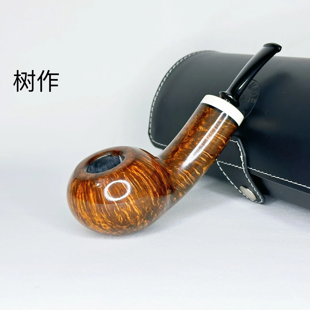 中国斗师 树作 精品宽背苹果斗型石楠木手工烟斗