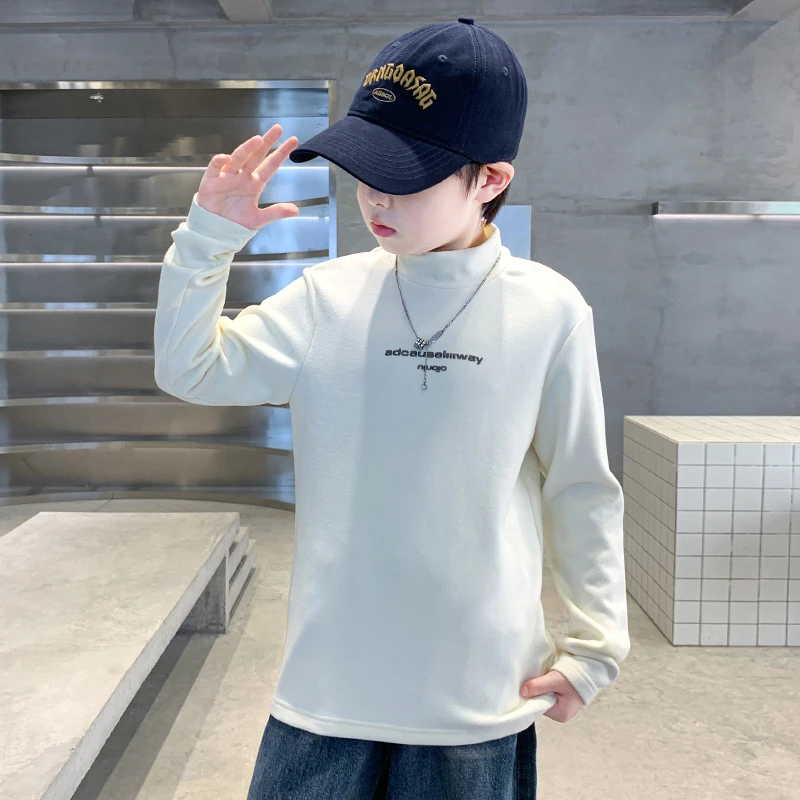 儿童装男童德绒卫衣半高领秋冬款2025新款加绒中大童打底衫冬装潮