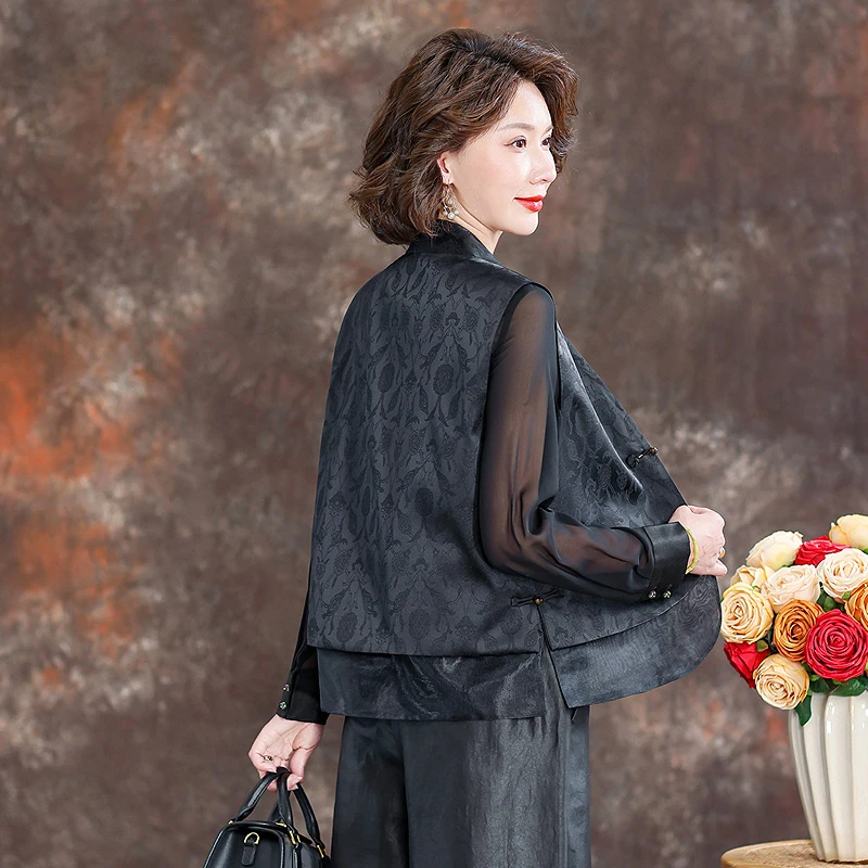 齐黛品牌新中式国风马甲2025春夏新款无袖背心坎肩马夹妈妈上衣女