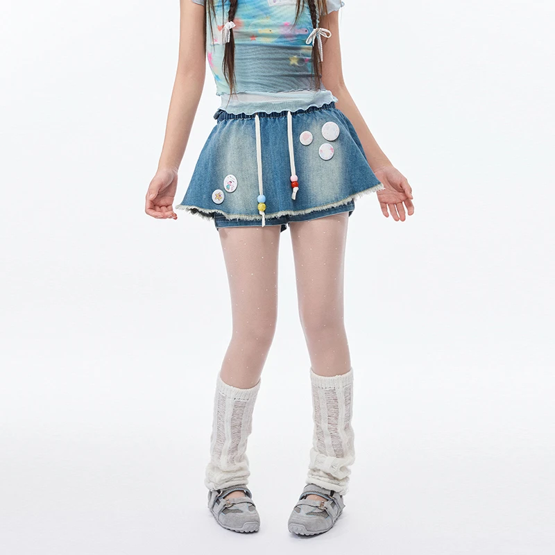 玛速主义秋季高腰显瘦牛仔裙2025年休闲百搭裙裤小个子A字裙女