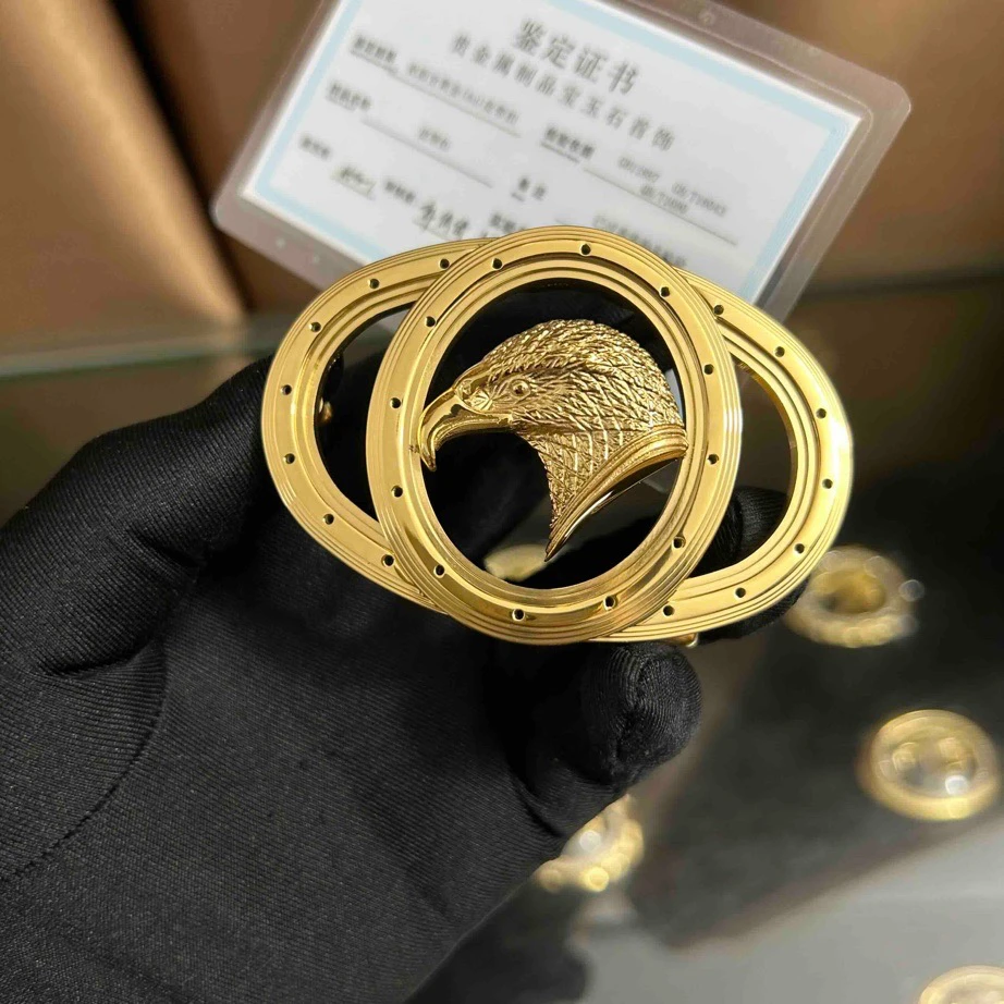 史蒂芬 24K镀金皮带扣头老鹰头3.8男士腰带扣替换扣配件卡扣无皮