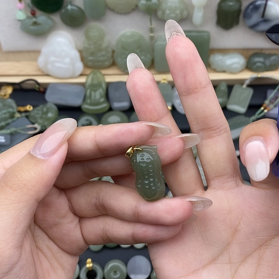 和田玉银S925镶嵌吊坠(不含链)