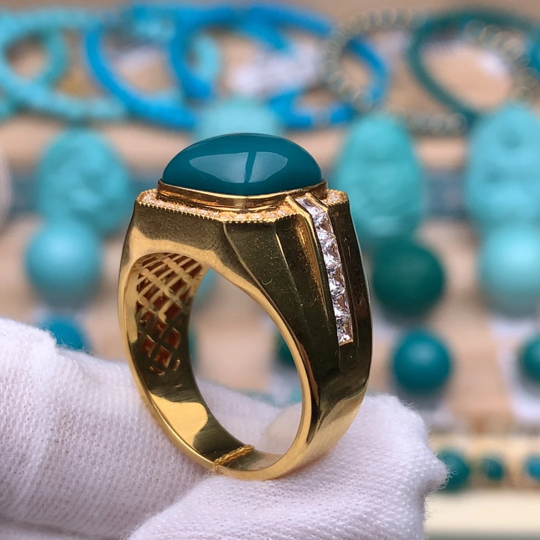 绿松石18K金镶嵌珠宝奇石