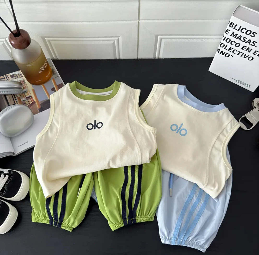 男童夏季套装2025新款宝宝无袖背心洋气儿童夏装潮帅气夏天薄衣服