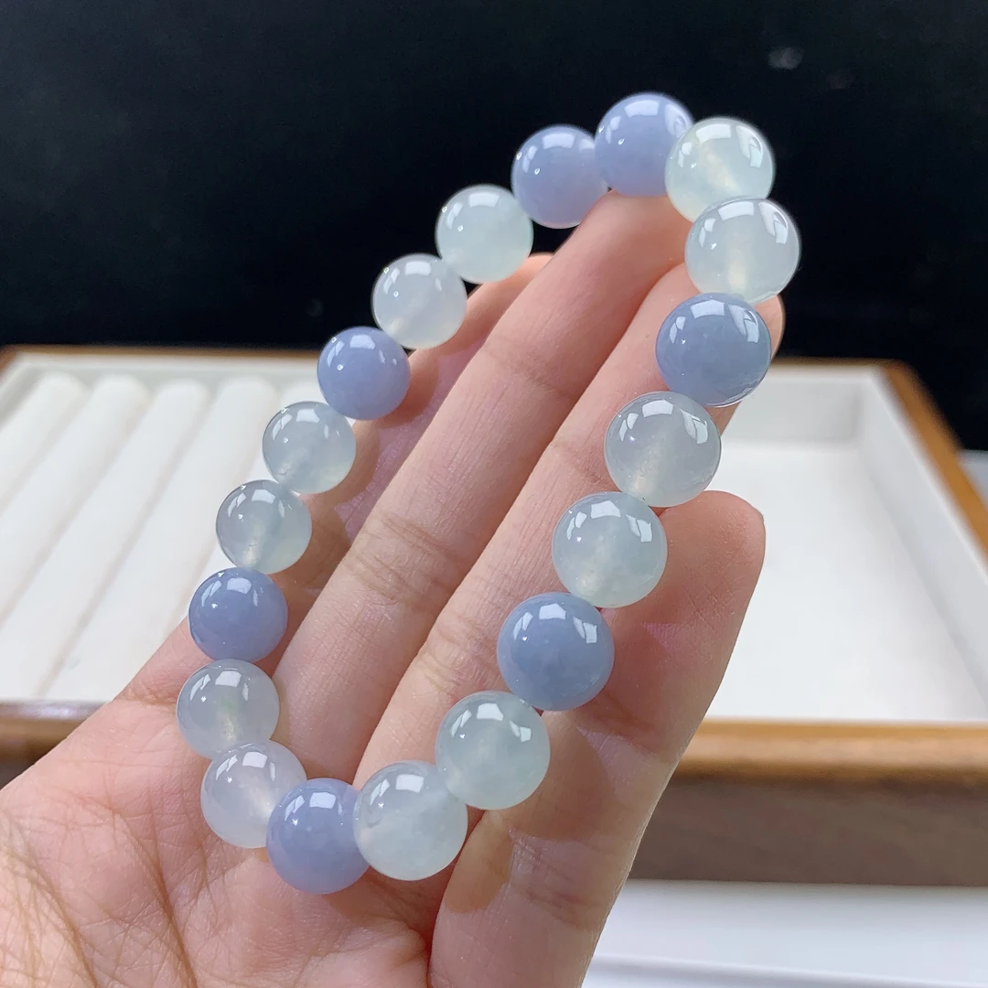 2.27-30-缅甸天然翡翠A货 女款马卡龙手串尺寸:10mm 19颗粒