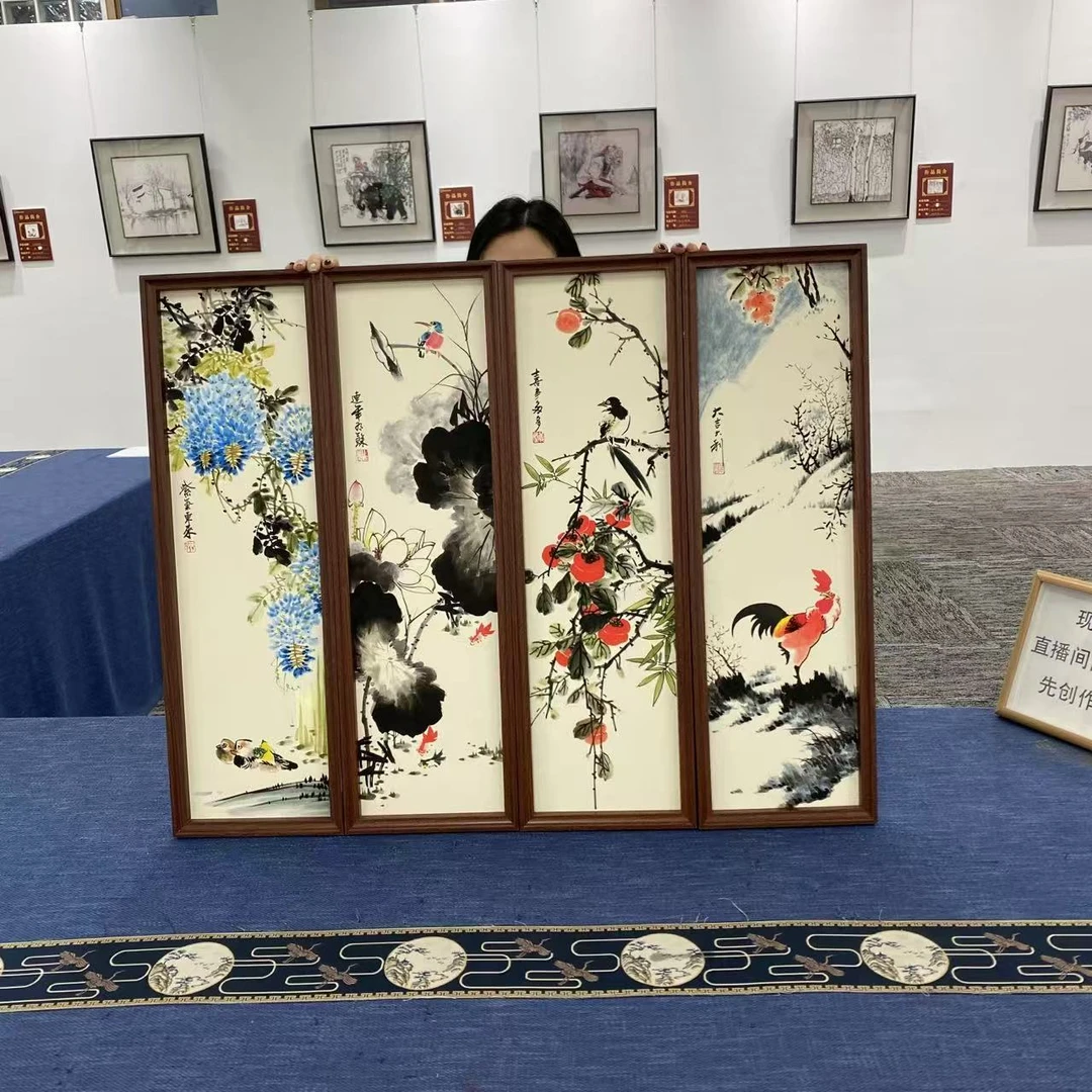 23*73竖幅/花鸟四季四条屏/周作光