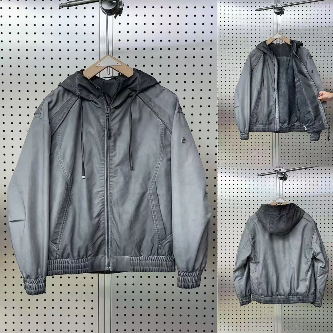 秋季新款工装连帽外套男户外防风冲锋衣潮牌痞帅美式复古休闲上衣