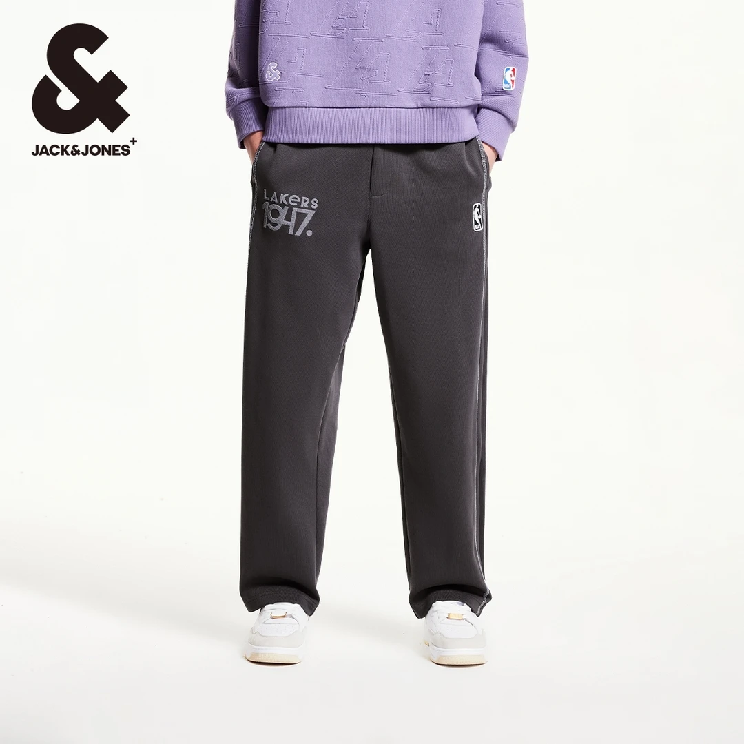杰克琼斯NBA联名款湖人队秋季新款立体刺绣宽松舒适百搭卫裤长裤