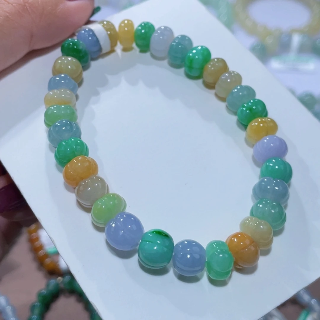 未镶嵌手链翡翠艳丽南瓜珠