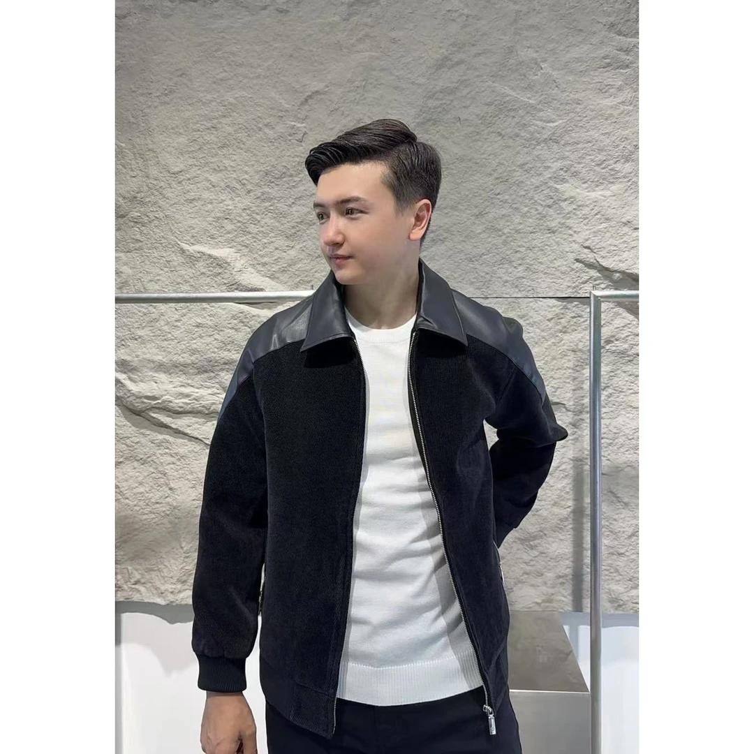 秋季男士休闲百搭时尚外套复古拼接潮流夹克高级感男款