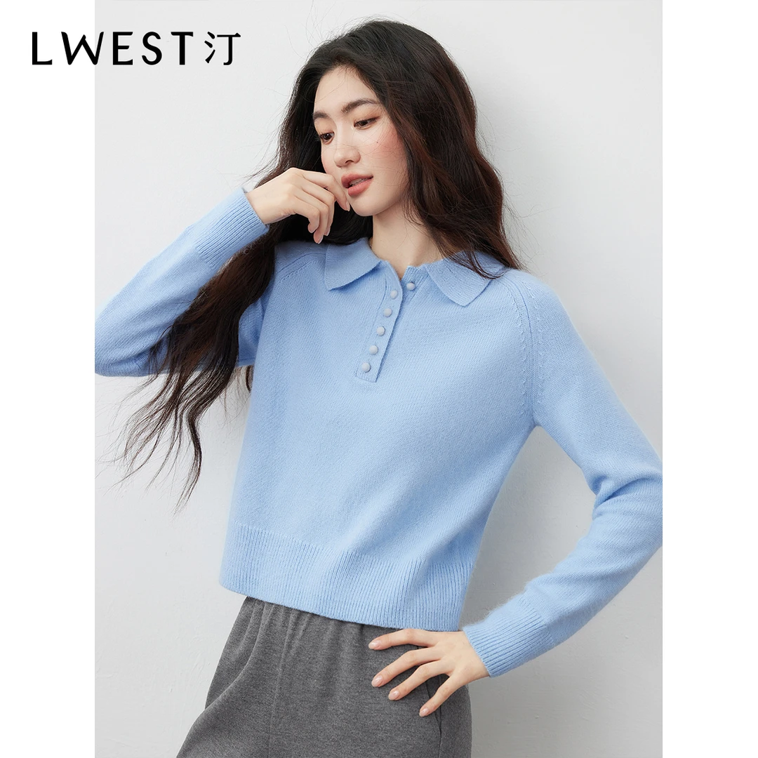 T朗文斯汀polo领针织衫女2025冬季新款优雅气质直筒套头显瘦上衣