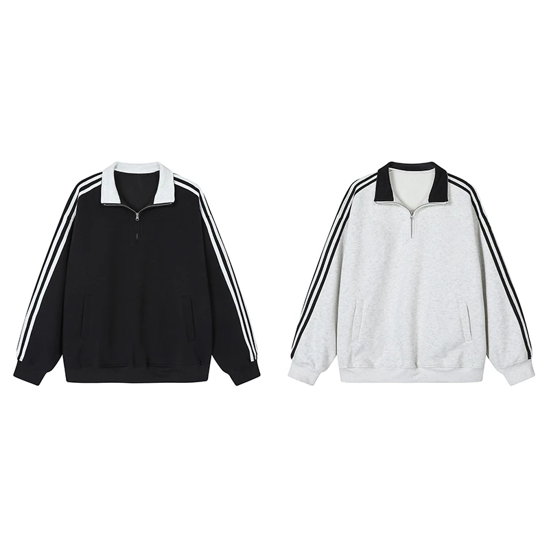 重磅长袖宽松加绒加厚卫衣百搭情侣外套立领特别洋气大码上衣