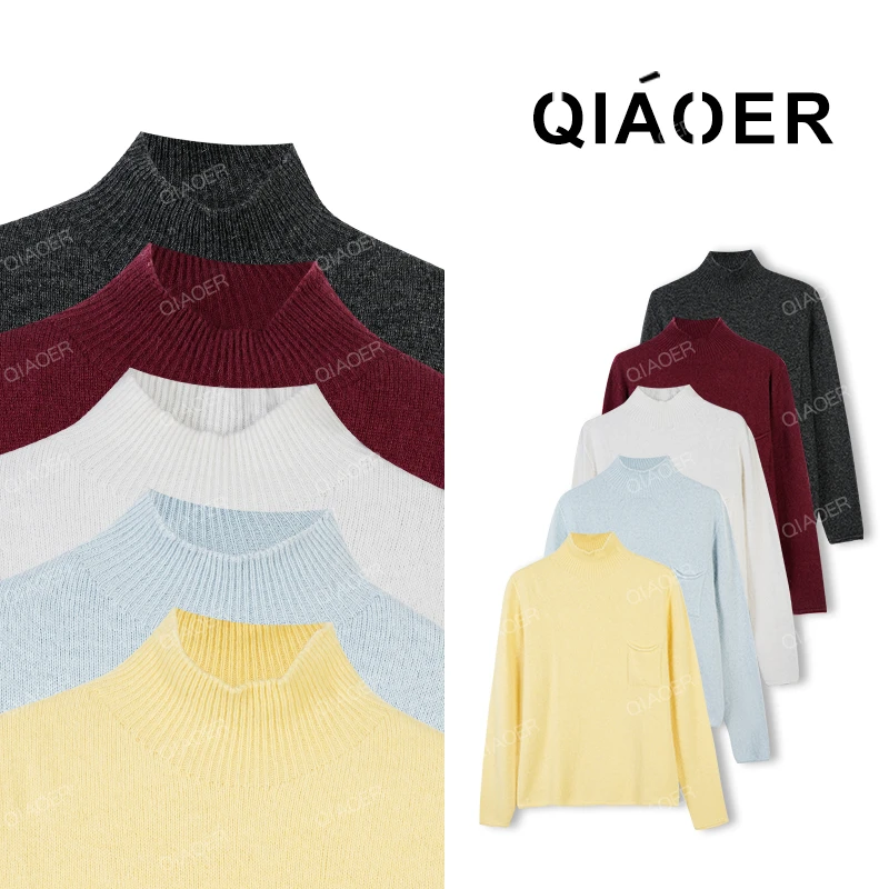 乔儿定制【口袋精灵】绵羊毛兔毛时尚百搭长袖针织衫秋冬半高领毛衣