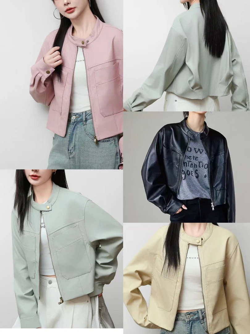 春季短外套简约ins立领女士皮夹克百搭女装短款时尚休闲韩版显瘦