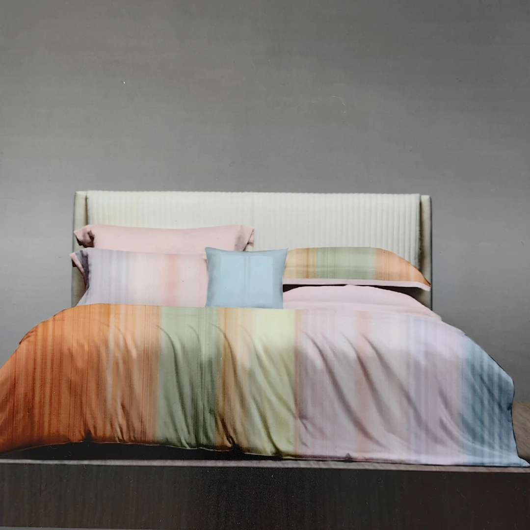 棉布双人床单（七彩条）四季款超柔加厚轻磨绒亲肤活性印花