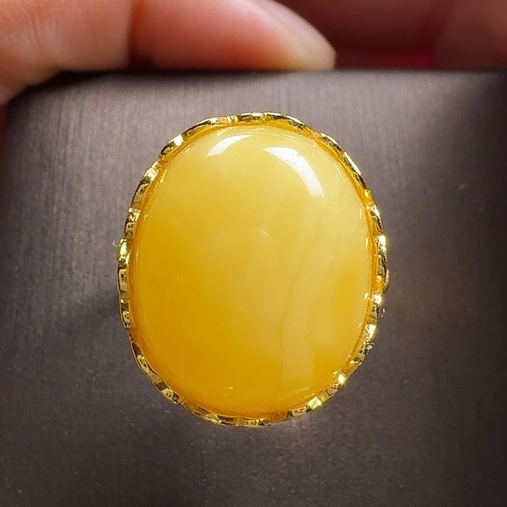 蜜蜡银S925镶嵌戒指戒指