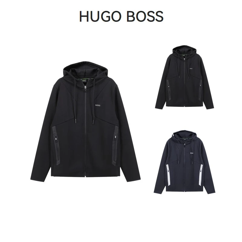 Hugo Boss雨果博斯 男士green系列徽标胶印连帽拉链卫衣50504751